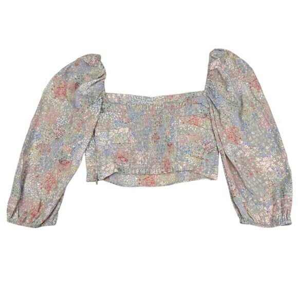 WILFRED Aritzia Lolita Prairie Floral Crop Blouse Top Sz XS - Picture 8 of 8